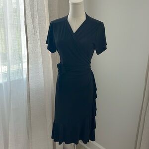 Black Wrap Dress size large. Awesome! Travel easy care! EUC